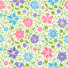 Retro background with hand drawn flowers. Mother's Day, Woman's Day and Valentine's Day. Vector..