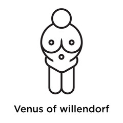 Venus of willendorf icon vector sign and symbol isolated on white background
