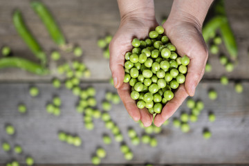 peas in women's hands