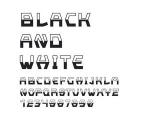 Black and White font. Vector alphabet 