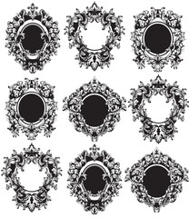 Obraz premium Vintage Frames set Vector. Classic rich ornamented carved decors. Baroque sophisticated intricate designs