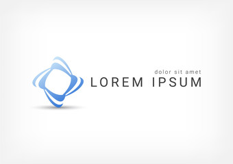 blue rhombus vector logo design template, unity icon, weave negative space, community symbol, vector illustration