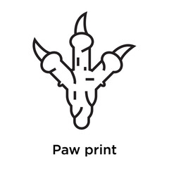 Paw print icon vector sign and symbol isolated on white background