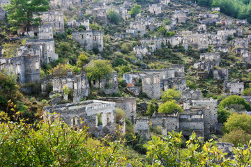 The abandoned Lycian village of Kayakoy, Fethiye, Turkey. Ghost Town Kayakoy.