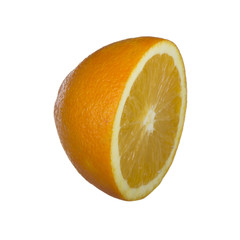 half of orange isolated on white background