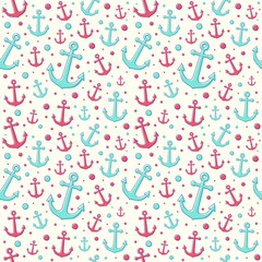 Sailor concept of seamless texture - background with anchors. Vector.