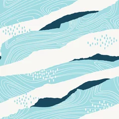 Fototapete Meer nahtloses Muster mit abstrakter Wellenverzierung
