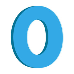Blue Number 0 vector font alphabet.