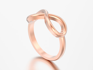 3D illustration rose ring simple infinity ring
