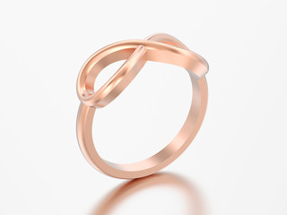 3D illustration rose ring simple infinity ring