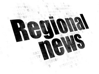 News concept: Pixelated black text Regional News on Digital background