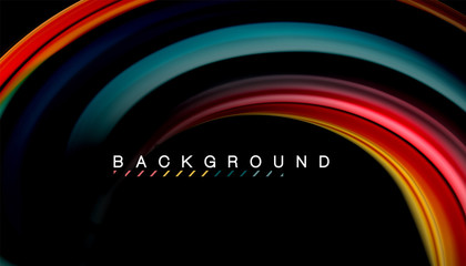 Fluid mixing colors, vector wave abstract background