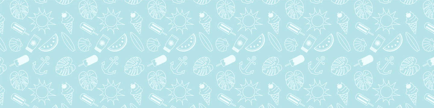 Summer header with funny doodles and copyspace. Vector.