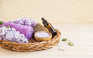 Organic skincare and spa still life setting