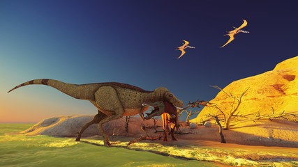 3D rendering scene of the giant dinosaur
