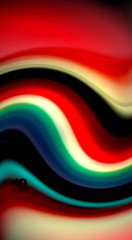 Fluid rainbow colors on black background, vector wave lines and swirls