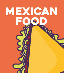 mexican food with quesadilla icon over orange background, colorful design. vector illustration