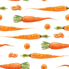 Watercolor carrot vector pattern