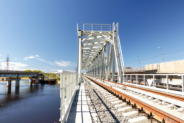 railway bridge over the river on a Sunny day
