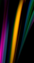 Fluid rainbow colors on black background, vector wave lines and swirls