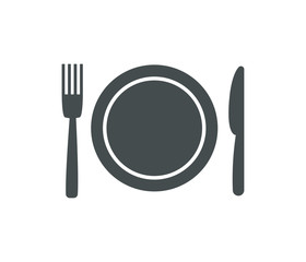 Plate with knife and spoon icon