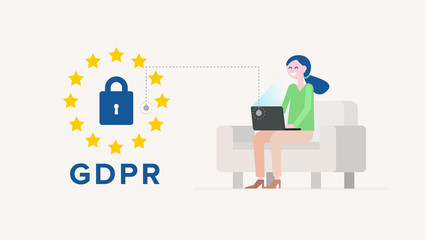 Smiling woman with laptop