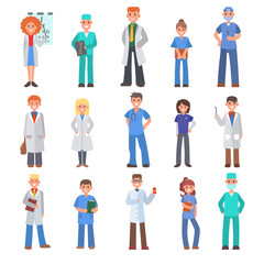 Doctors vector people different doctoral profession specialization nurses and medical staff people hospital doc character illustration