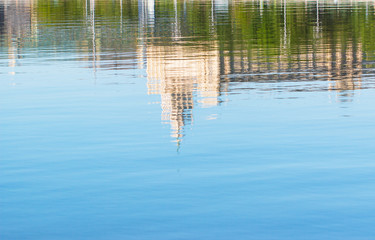 Reflection of buildings in water
