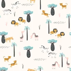 Tapeten Safari animals pattern for kid © rosypatterns