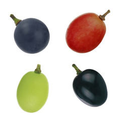 set of colored grapes isolated