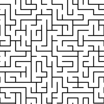 Black And White Maze Puzzle Seamless Pattern, Vector