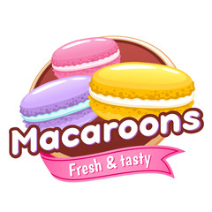 Macaroons colorful poster or badge.