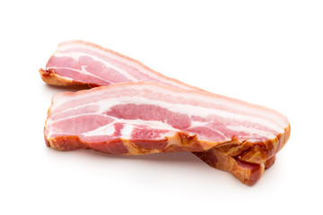 Pieces of raw pork lard isolated on white background.