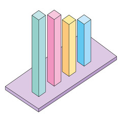 business statistics bar graph isometric vector illustration