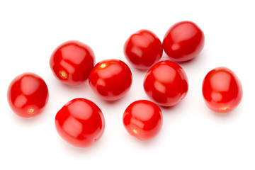 Plum tomatoes isolated on white background. Top view