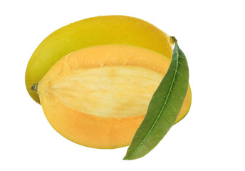 mango with slice isolated on white background