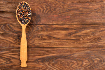 Wild rice in spoon