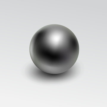 Chrome metal ball realistic isolated on white background.