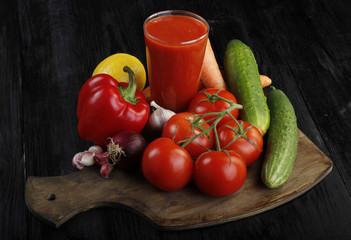 vegetables on wooden background