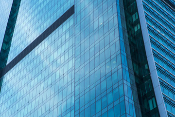 Obraz na płótnie Canvas Augmented reality for busines advanced concept. glass skyscraper ,glass wall of office building.