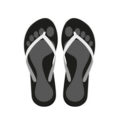 flipflops mit fußabdrücken schwarz