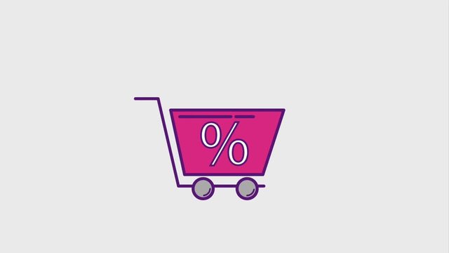 shopping cart percentage discount cyber monday animation hd