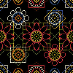 Background for cross stitch scrapbooking and decoupage vector illustration. Seamless pattern.