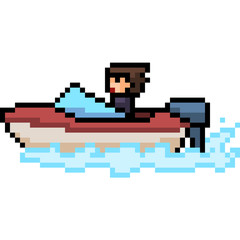 Fototapeta premium vector pixel art beach boat