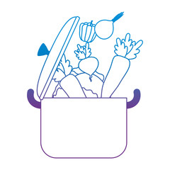 vegetables cooking in kitchen pot vector illustration design