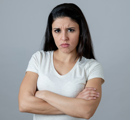 Obraz premium Human expressions and emotions. Young attractive woman with an a