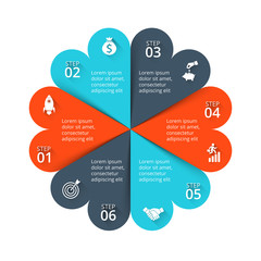 Business data visualization. Abstract cycle elements of diagram with 6 steps, options, parts or processes. Vector business template for presentation. Creative concept for infographic. Process chart.