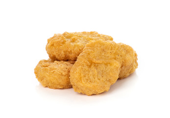 Fried chicken nuggets isolated on white background