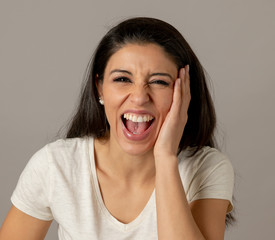 Young attractive woman laughing. Happy face. Positive Human expr