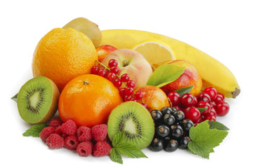 heap of fruits and berries isolated